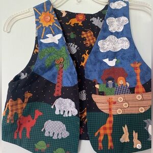 Two cute mommy and me Noah’s ark vest! Hand crafted!
